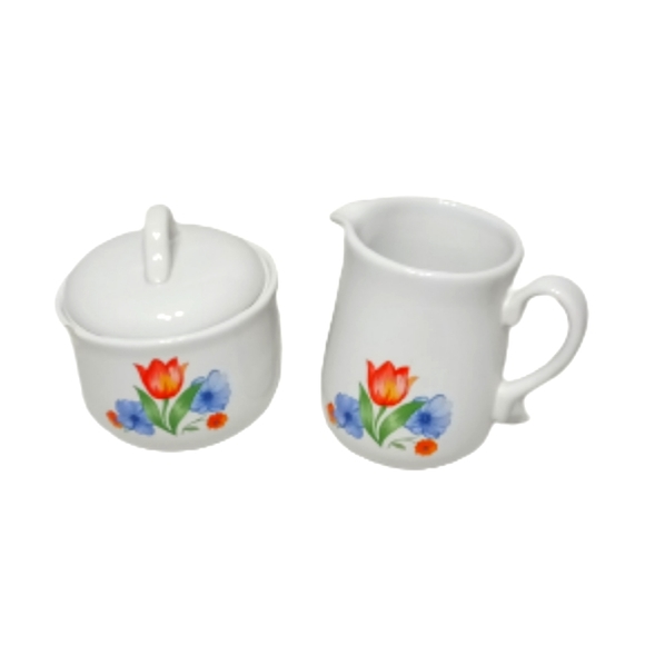 Corelle Kitchen Corelle Coordinate Fresh Cut Tulips Creamer Sugar Dish W Lid Poshmark